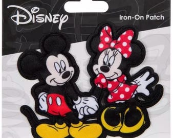 Mickey and Minnie Iron On Patch Disney
