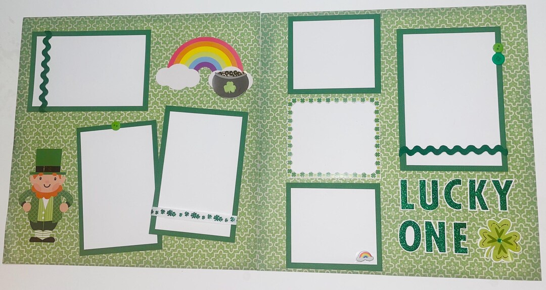12x12 Lucky One Premade Scrapbook Page Layout St Patrick's Day - Etsy
