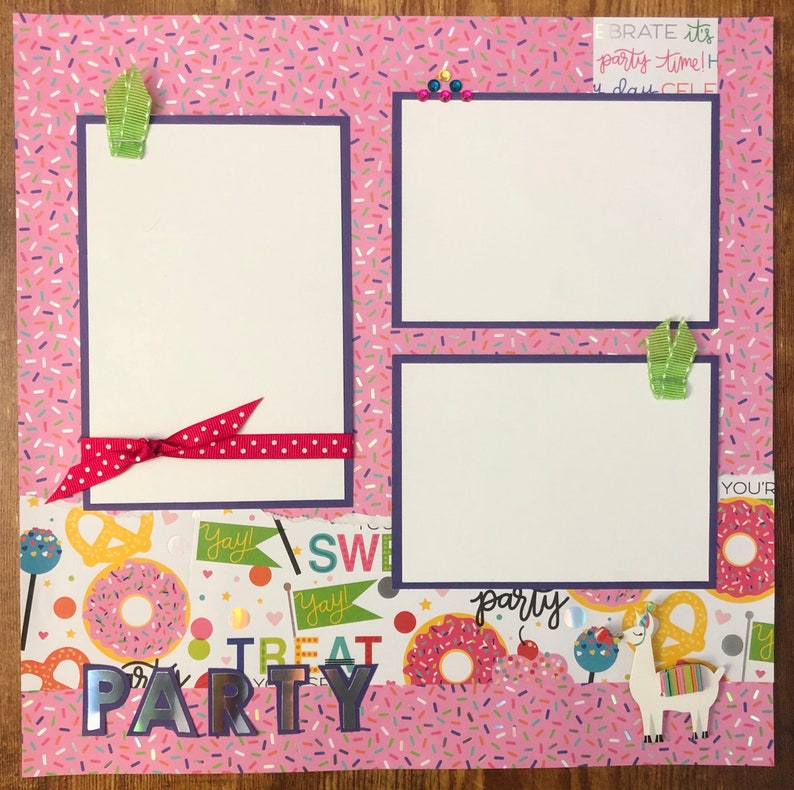 Birthday Party 12x12 Premade Scrapbook Page Layout Celebrate