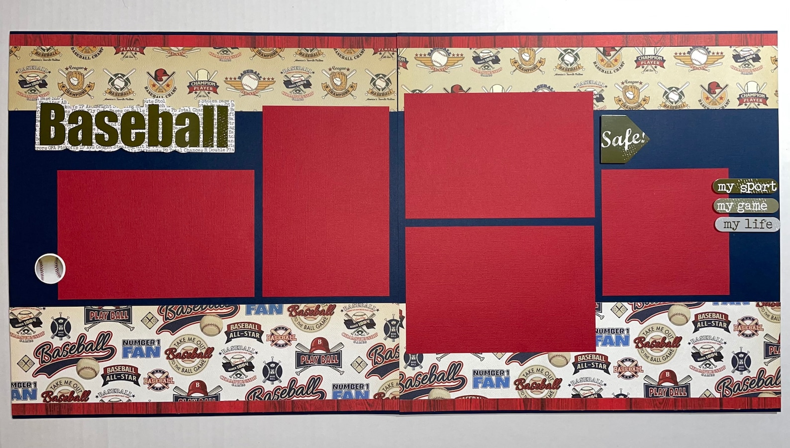 Baseball 12x12 Premade Scrapbook Page Layout Game Team Etsy