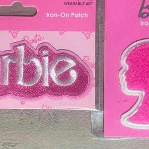 Pink Girl Doll Lot of 2 Iron On Patches