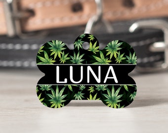pot leaf dog tag