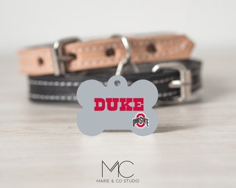 Ohio State/Michigan House Divided Pet Id Dog Tag Personalized w/ Name & Number Ohio State/Michigan House Divided Pet Id Dog Tag Personalized w/ Name & Number