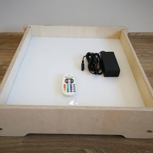 Montessori SAND-Zeichentisch aus Holz mit LED-Leuchten, sensorische Aktivität für Kinder, Farbwechsel-Leuchtkasten, Feinmotorik für Kleinkinder L-Größe