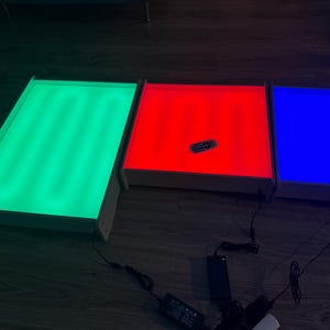 Light table for sand drawing. Montessori, Sensory play, wooden toy, LED light box, color changing light