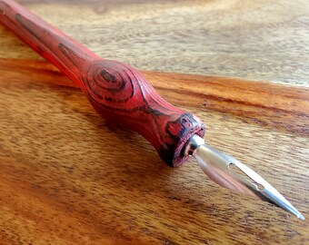 Handmade Rustic Red Drawing  Calligraphy Dip Pen
