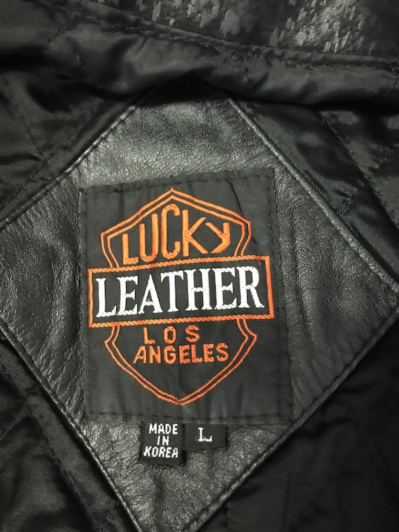 1980s  genuine leather bomber  jacket, Lucky Leat… - image 2