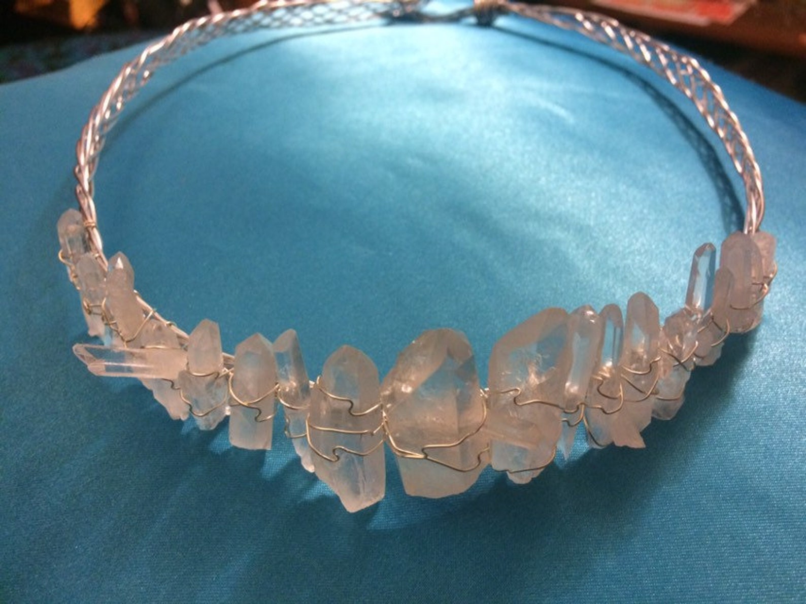 Raw quartz crystal tiara with hand made braided head band Etsy