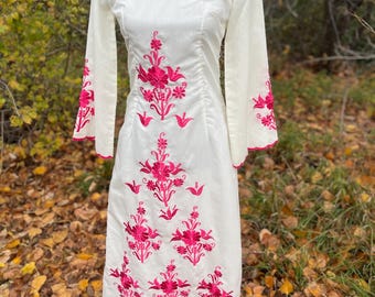 1970s minimalist hippie boho wedding dress