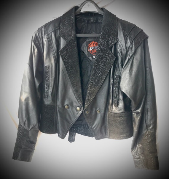 1980s  genuine leather bomber  jacket, Lucky Leat… - image 1