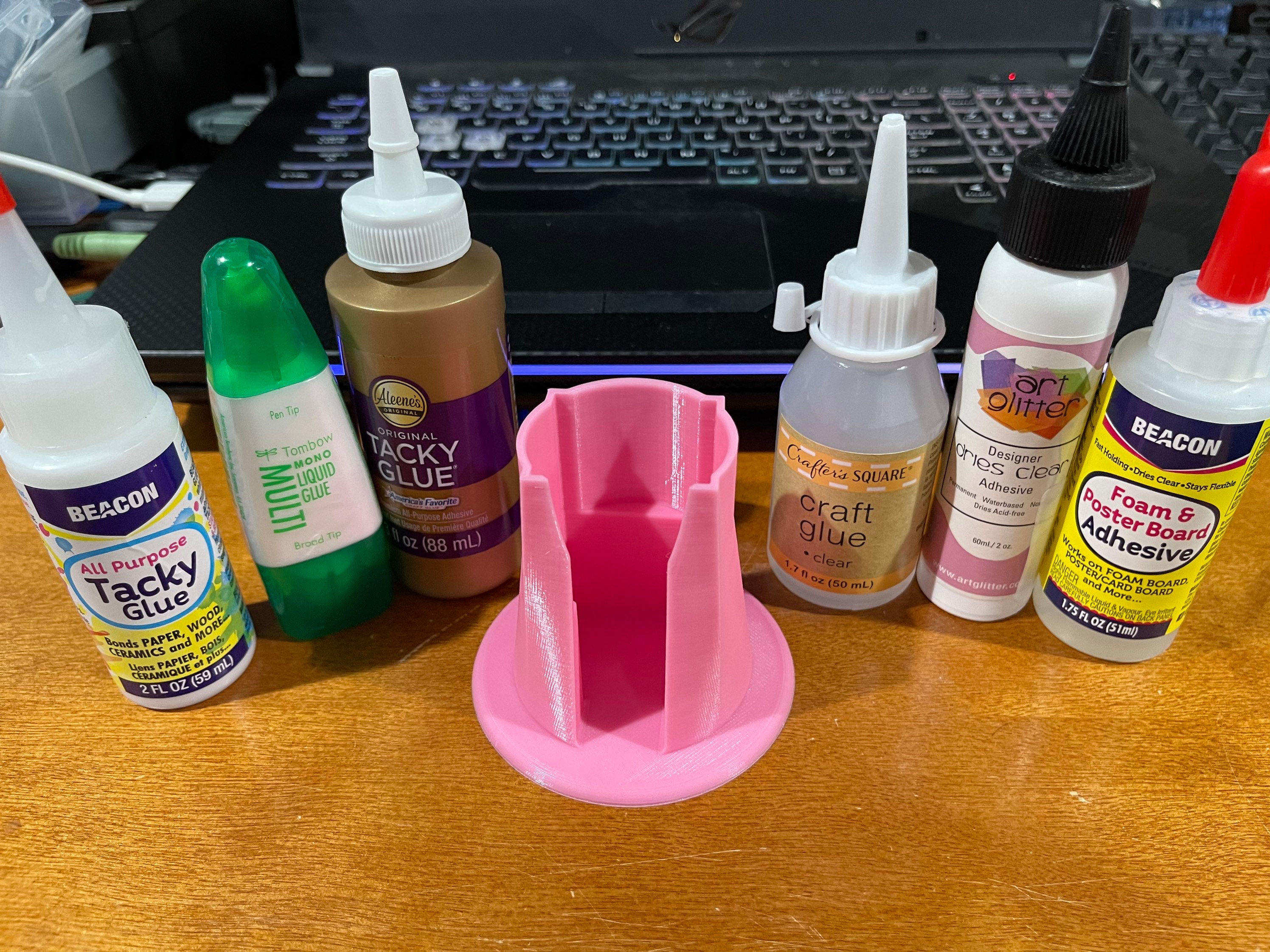 Craft glue holder Universal, fits most glue bottles. Tom bow, aleene, Beacon, crafters, art glitter.