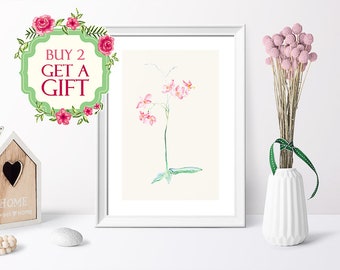 Botanical print Watercolor Flower Art Print Mothers Day gift  Gift for her Pink Girl room Wall decor Botanical Wall Art Gift for daughter