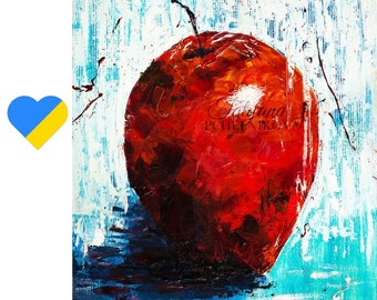 Ukrainian Art Ukrainian shop Eva's Red apple wall art Apple illustration Printable art Stand with Ukraine Ukrainian Seller