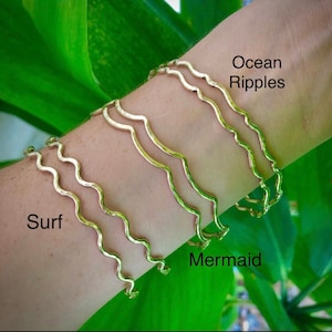 Taking orders! Ocean Series, Wavy Bangles. Sterling Silver. Gold Filled. Mermaid Jewelry.