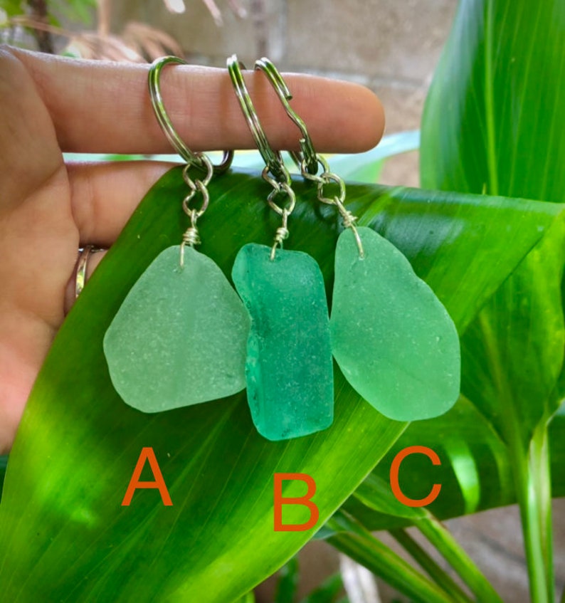 Aqua Sea Glass Keychain