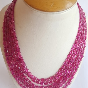 Natural Ruby necklace ~~~ smooth Oval Beads ~~~ 786 carats ~~~ 6 strands ~~~~ Big Size  ~~~ 18-20 Inches ~~~~ 6-8 MM~~~ Wholesale Price