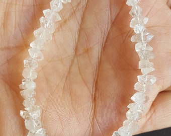 Clear White Herkimer Diamond  Nuggets~~~~ Clear Quartz Nuggets~~ 6-7 MM~~ 52 Pieces~~~~ 8 inches~~ Sparkly Nuggets ~~1 Strand~~AAA Quality