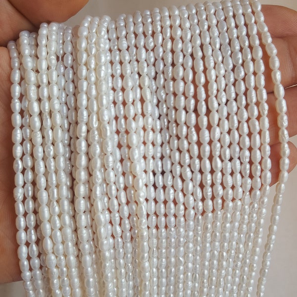 Newly Listed ~~~ Natural Fresh Water Pearls ~~~3 mm ---Tiny Beads ~~~~ Fancy Shape ~~~1 Strand~~~ 15 inches ~~~~ Wholesale price