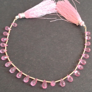 24 pieces of Newly Listed ~ ~~ Pink Topaz~~~~ Faceted Briolette ~~~ 40 Carat~~~1 Strand~~~Tear Drops~~~ Side Drilled~~~4.5 MM