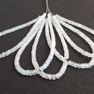 Newly Listed ~~~ Natural White Rainbow ~~ faceted rondelle ~~~ Flashy Blue ~~~ 4.5 MM ~~~ 8 inches ~~~~~ AAA Quality