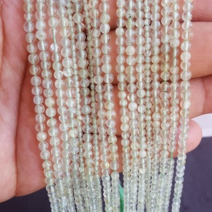 Newly Listed ~~~ Natural Green Amethyst Beads~~~ 1 Strand~~~Round Balls~~ 14 Inches ~~~4 MM~~ Smooth Beads~~ Wholesale Price.