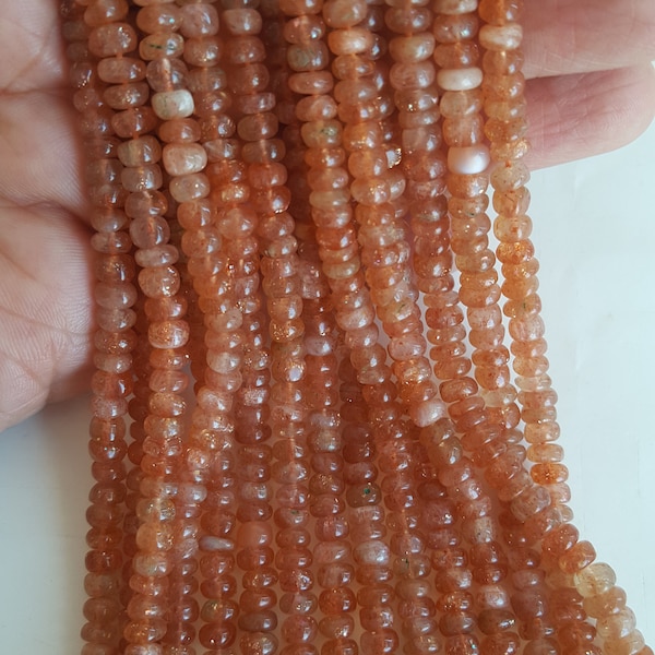 Newly listed ~~~ Natural Sun Stone ~~~ Smooth Rondelle ~~~ 5.5 MM ~~~ 13 inches ~~~ AAA quality ~~~ jewlry making beads