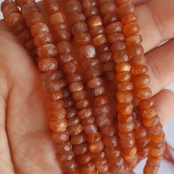 Natural Sun Stone ~~~ faceted Rondelle ~6-7 MM ~~~ 8 inches ~~~~ 1 Strand ~~~AAA+ Quality~~~~ Wholesale price ~~~~ 50+ Beads