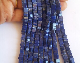 50% off ~~ Newly Listed ~~ Natural Lapis Lazuli Beads ~~~ Smooth Square Beads ~~ 8 inches~~~~ 5-6 MM~~1 Strand~~ Wholesale Price