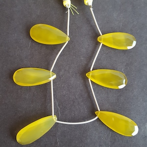 Newly Listed ~~~ yellow Chalcedony Faceted~~~ Briolette~~~ 1 Strand ~~ Pear Shape ~~~ 116 Carat ~~~ 6 Pieces ~~~ Side Drilled ~~~ 13-35 MM