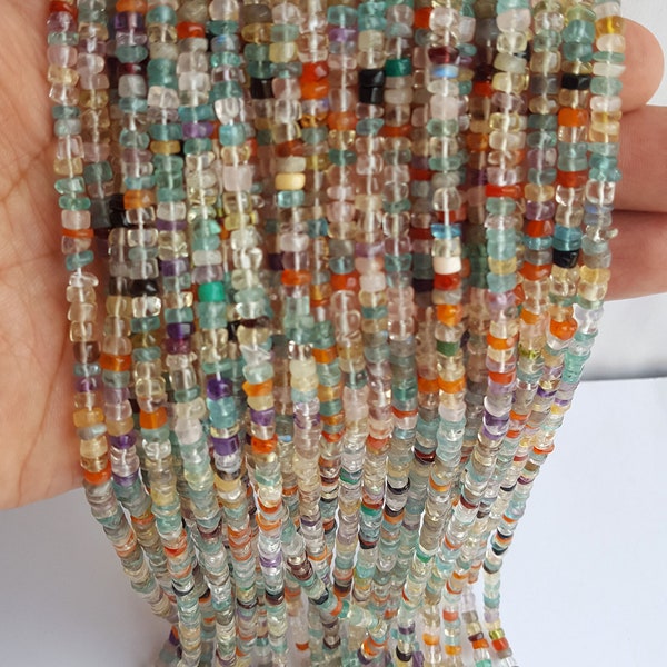 50%off ~~Newly Listed  ~~~ Natural Multi stones Cylinder Beads ~~~1 Strand~~~4-5 MM ~~~ 14 inches  ~~~~ Wholesale price.