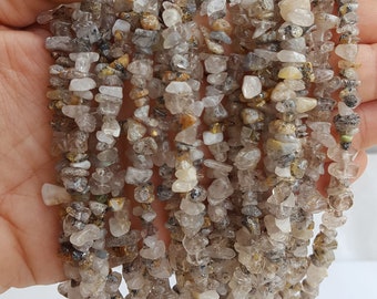Newly Listed ~~~ Natural Golden Rutile Chips Beads~~ Uncut Beads~~ 18 Inches long Strands~~~ Smooth Beads~~~ Wholesale Price~~6-7 MM~~~
