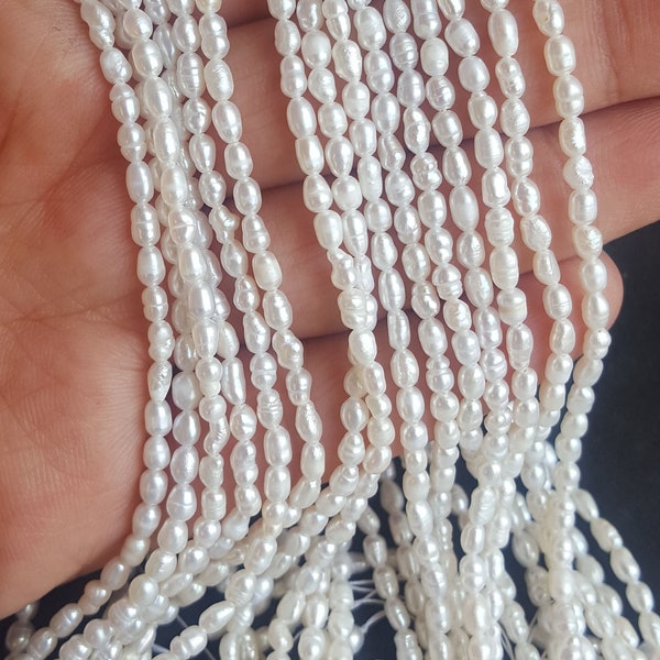 50% off~~~ Newly Listed~~~ Natural Fresh Water Pearls ~~~ 3.5-4 mm Tiny Beads~~~ Fancy Shape~~ ~13 inches long strands~~~~~Wholesale price