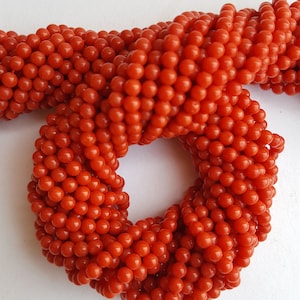 New Listed ~~~ Natural Italian coral Smooth Round~~~10 inches~~4.25 MM~ ~~ 70 Beads approx in1 Strand~~~ Stunning Color~~ Wholesale Price