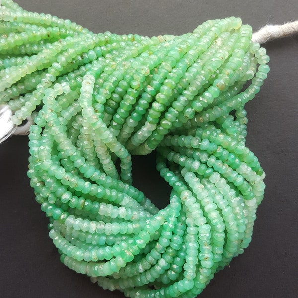 Natural Chrysoprase ~~~~ faceted Rondelle Beads~~~~1 Strand~~~ 4 MM~~~~~ 13 inches ~~~~~ Wholesale Price~~~ For Making Jewelry