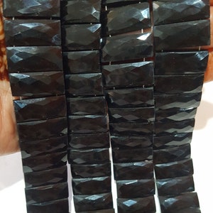 Newly Listed~~~ Natural Black Onyx Faceted Beads~~~Rectangle Shape~~~~~9x20 MM~~~22 Beads ~~~ 1 Strand~~~ Matching Pairs