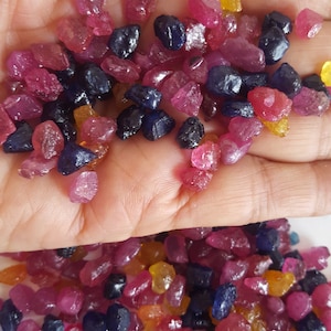 Precious Rough ~~ Ruby, Blue& Yellow sapphire ~~~ 20 Pieces ~~~~6-7 MM ~~~ Wholesale price ~~~ Jewlry Making ~~~ AAA Quality