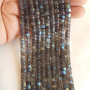 50%off~~~ Newly Listed~~~~ Natural Labradorite  Smooth Cylinder Beads ~~~ 5-6 MM ~~~ 14 inches~~ ~1 Strand~~~~Flashy Blue Beads