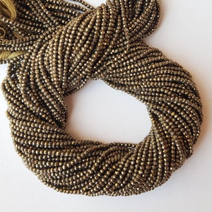 Newly Listed~~~~Natural Pyrite faceted rondelle--- 2 mm~~~ wholesale price ---1 Strand~~~~ AAA quality~~ making Jewelry