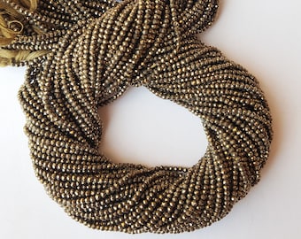 Newly Listed~~~~Natural Pyrite faceted rondelle--- 2 mm~~~ wholesale price ---1 Strand~~~~ AAA quality~~ making Jewelry