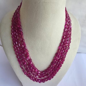 Precious Ruby Necklace ~~~ 18-22 inches ~~~ Oval Shape Beads ~~ 5-8 MM ~~~ 765 Carats ~~ 5 Strands ~~Natural Gemstone~~~AAA+ Quality