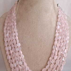 Newly Listed ~~~ Natural Rose Quartz Necklace~~~Smooth Oval~~~ 18-20 Inches~~5 Strands~~7-8MM---871 carat ~~ Wholesale price