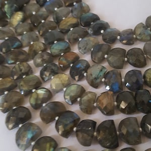 Newly Listed---- Natural Labradorite---Faceted Fancy Shape ----D shape~~~15 MM--- 181 Pieces~~~8 Inches long---Jewlery making----AAA Quality
