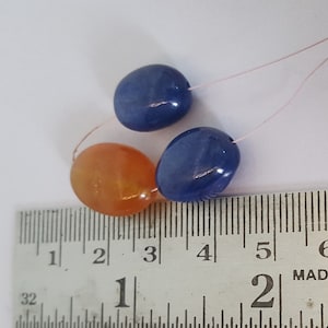 Precious Yellow & Blue Sapphire-----Smooth Oval Shape Beads----10-12 MM-----49 Carat------3 Pieces~~~ Natural Gemstone