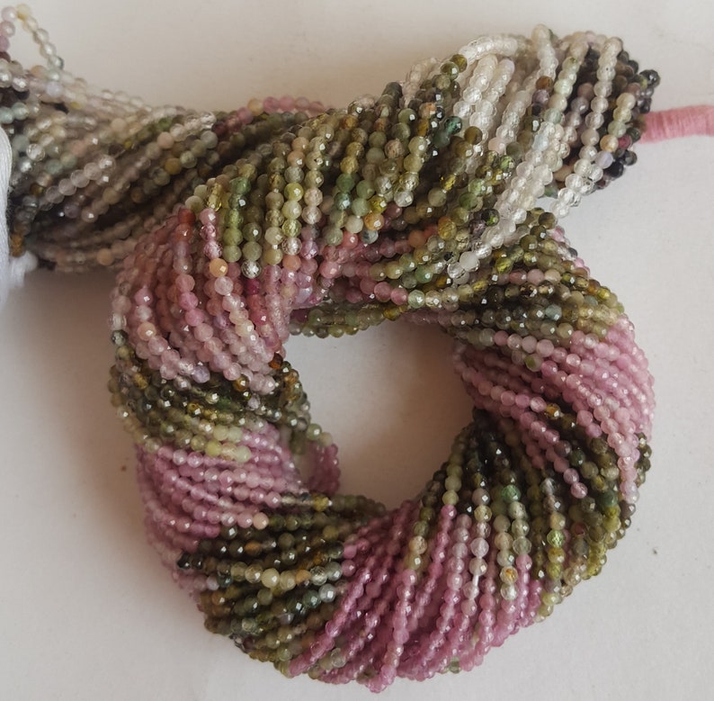 Natural micro multi Watermelon Tourmaline~~~ Faceted Rondelle ~~~1 Strand~~~ 2.25 MM-- 13 inches --- AAA quality