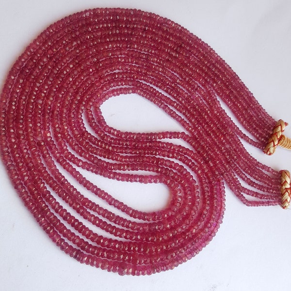 Precious Ruby Necklace ~~~~ Faceted Rondelle ~~~18-20 MM~~~531 Carats~~~~ 6 Strands~~~~ Natural Gemstone~~~3-4 MM~~ Wholesale Price