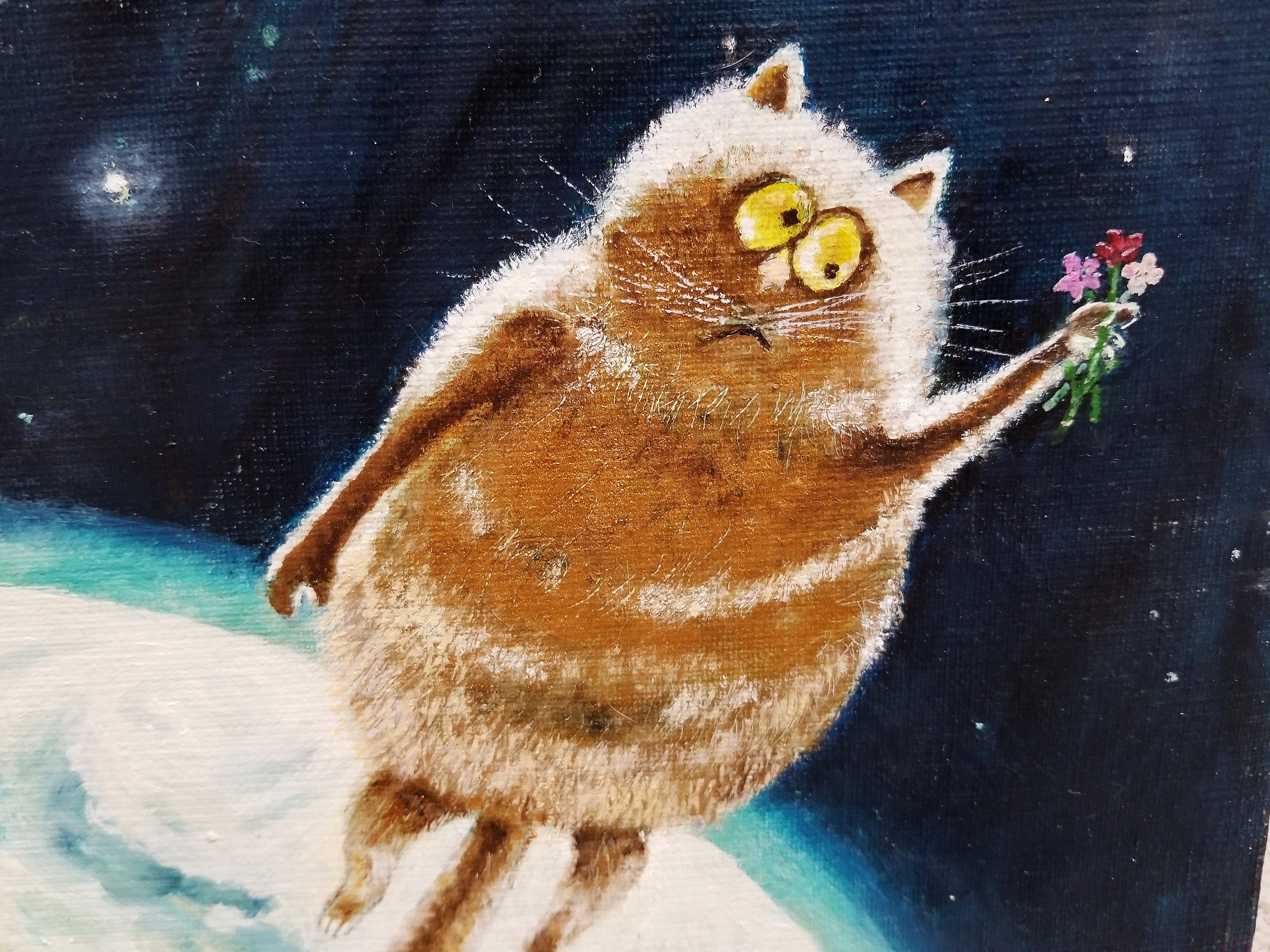 Funny cats Pet painting canvas Whimsical cat art Funny Etsy