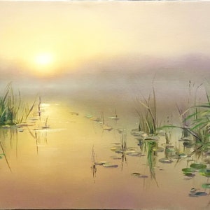Foggy landscape, landscape painting, painting oil river, oil River painting, River painting, Coastal painting, original Nature, Nature painting, painting with oil, Morning lake
lake painting, painting for bedroom, reeds painting