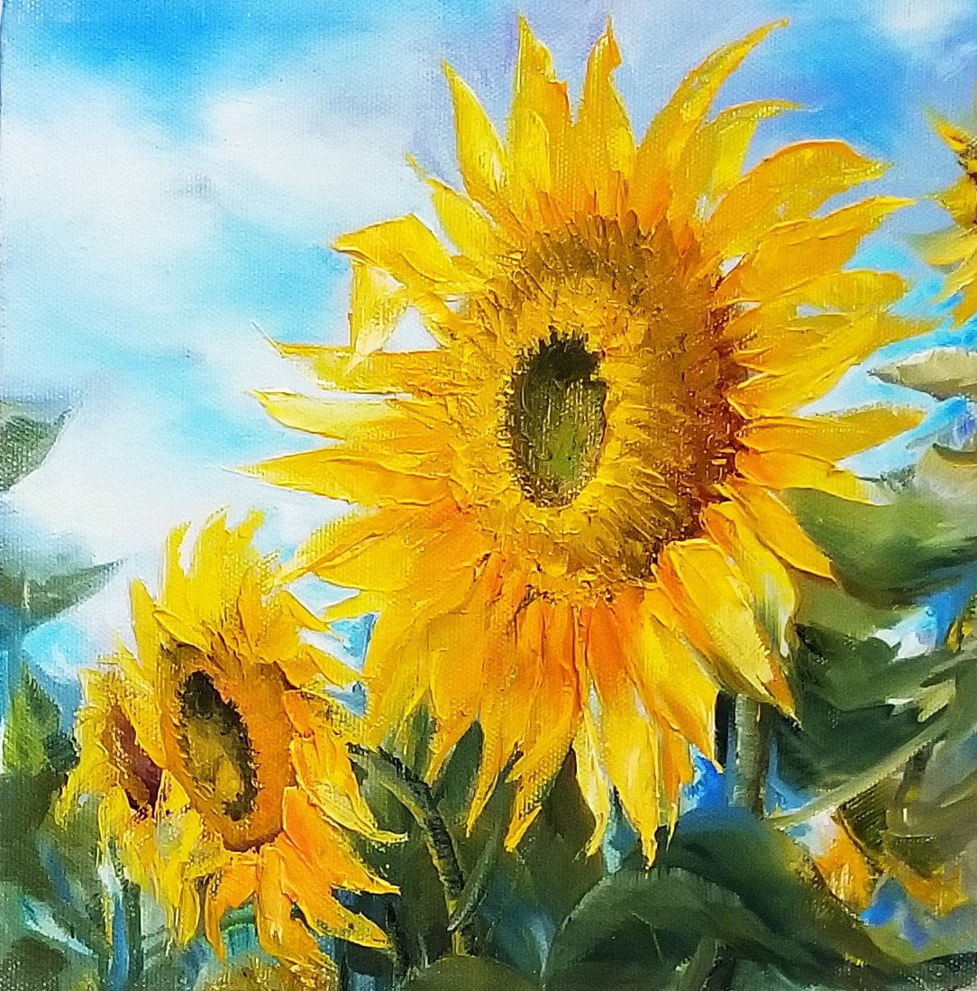 Sunflower Oil Painting Set of 3, Sunflowers Painting Original Impasto ...