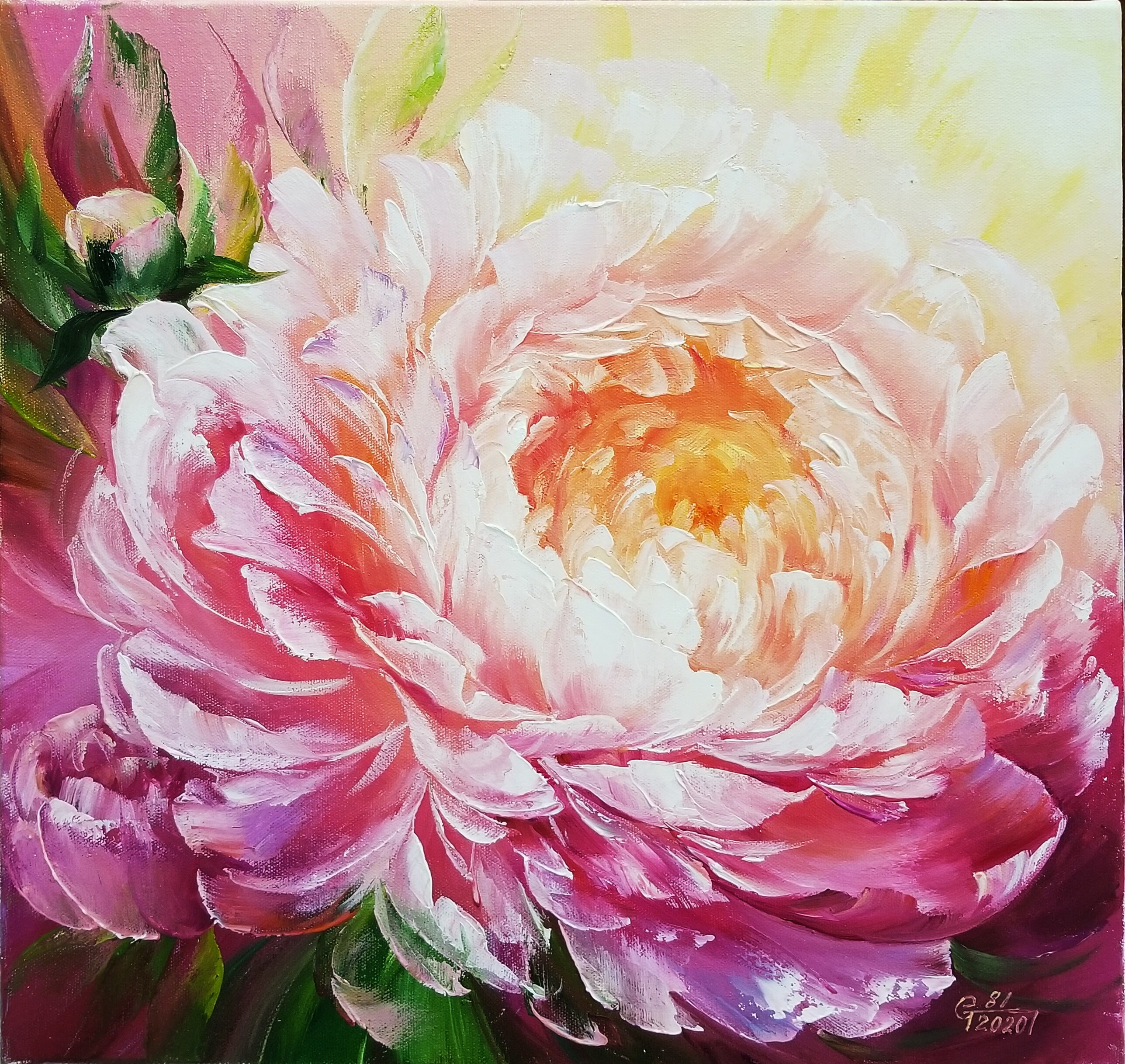 Pink Peony Painting Peony Wall Art Pink Flower Painting Etsy