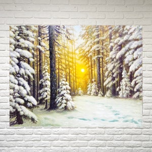 油絵 絵画 ミニ絵画 【雪のクリスマスツリー】 絵画 HR 通販